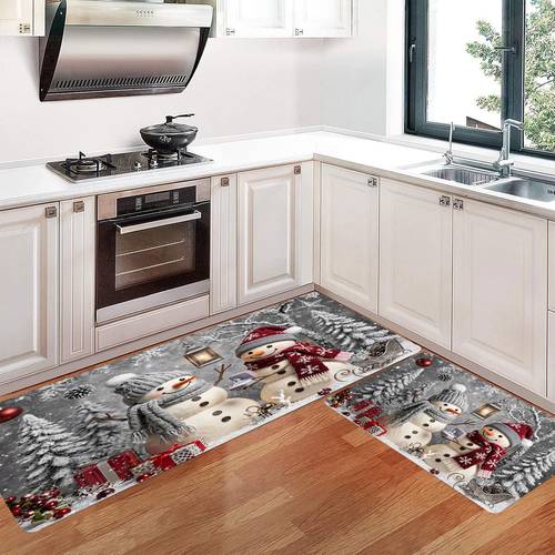 2d flat kitchen rug set snowman flannel floor mat suitable for bedroom living room dining area bathroom laundry room doorway kitchen rug home decor holiday ornament 2d flat