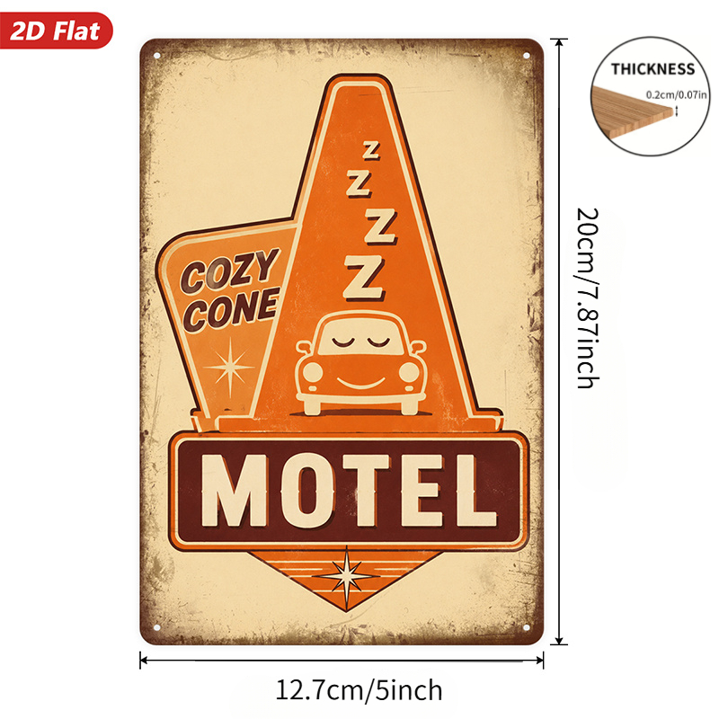 TEMU 2d Flat Printing 1pc Wooden Sign Wall Decor, Comfortable Cone-shaped Sign - Retro Style, Cartoon Art, Automotive Theme Home Decor, Suitable For