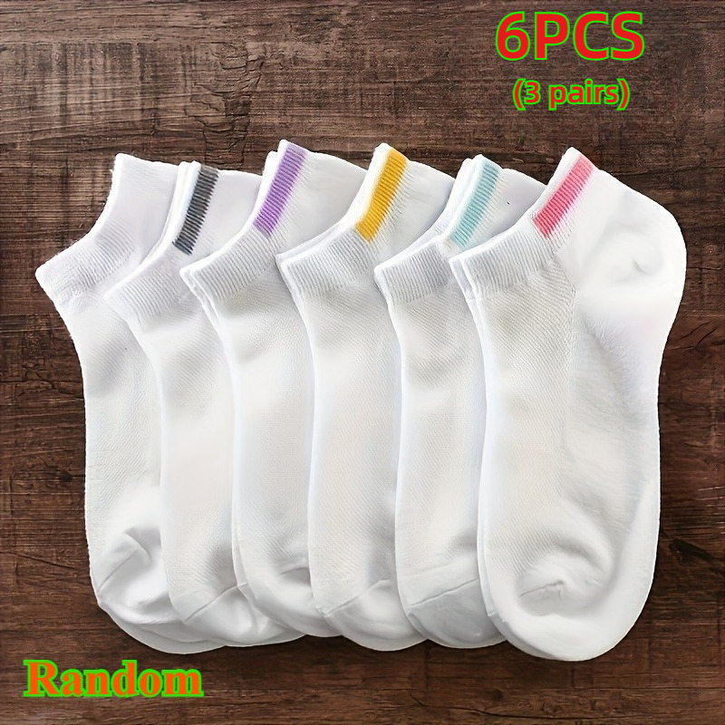 TEMU Calcetines deportivos de 6 piezas (3 ), color aleatorio, calcetines invisibles de corte , suaves y ligeros, diseño sin costuras transpirable,
