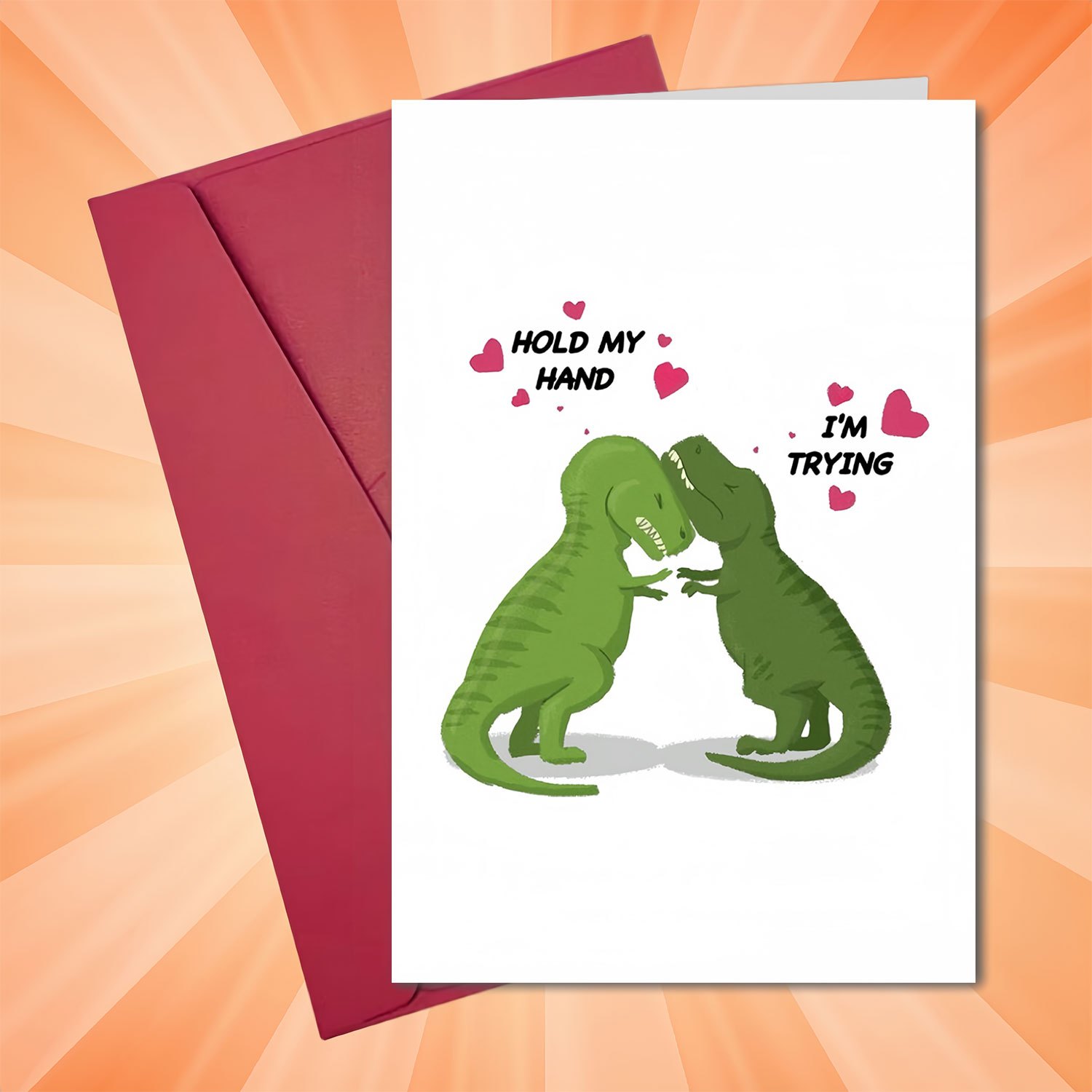 

1pc Cute Dinosaur Couple Valentine's Day Greeting Card, Dinosaur Anniversary Card With Envelope, Engagement, Birthday, - Fun Valentine's Card For Her, Him