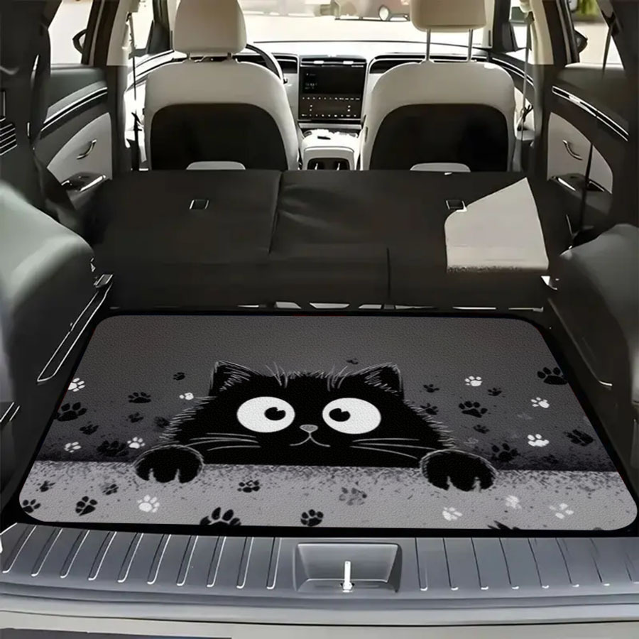 TEMU Non-slip Car Trunk Mat, Suitable For Storage And Decoration, Non-slip Trunk Mat With Paw Print Pattern And Probe, Durable Trunk Organizer, Trunk