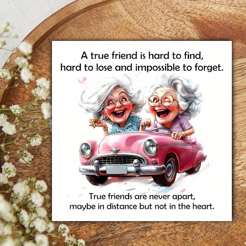TEMU 1pc Funny Birthday Card For Best Friend - Humorous , Retro Pink - Birthday, Anniversary, - Perfect Gift For Best Friend Or Girlfriend - Random