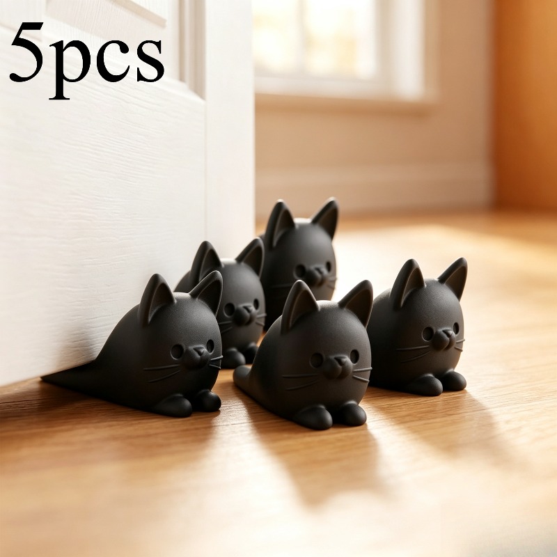 Image of Cute Kawaii Cartoon Cat Wedge, Heavy Duty Non-slip Non-scratch Floor Protector, Durable Plastic Door Holder, Pet Friendly Door Block For Bedroom Entryway Sliding Doors
