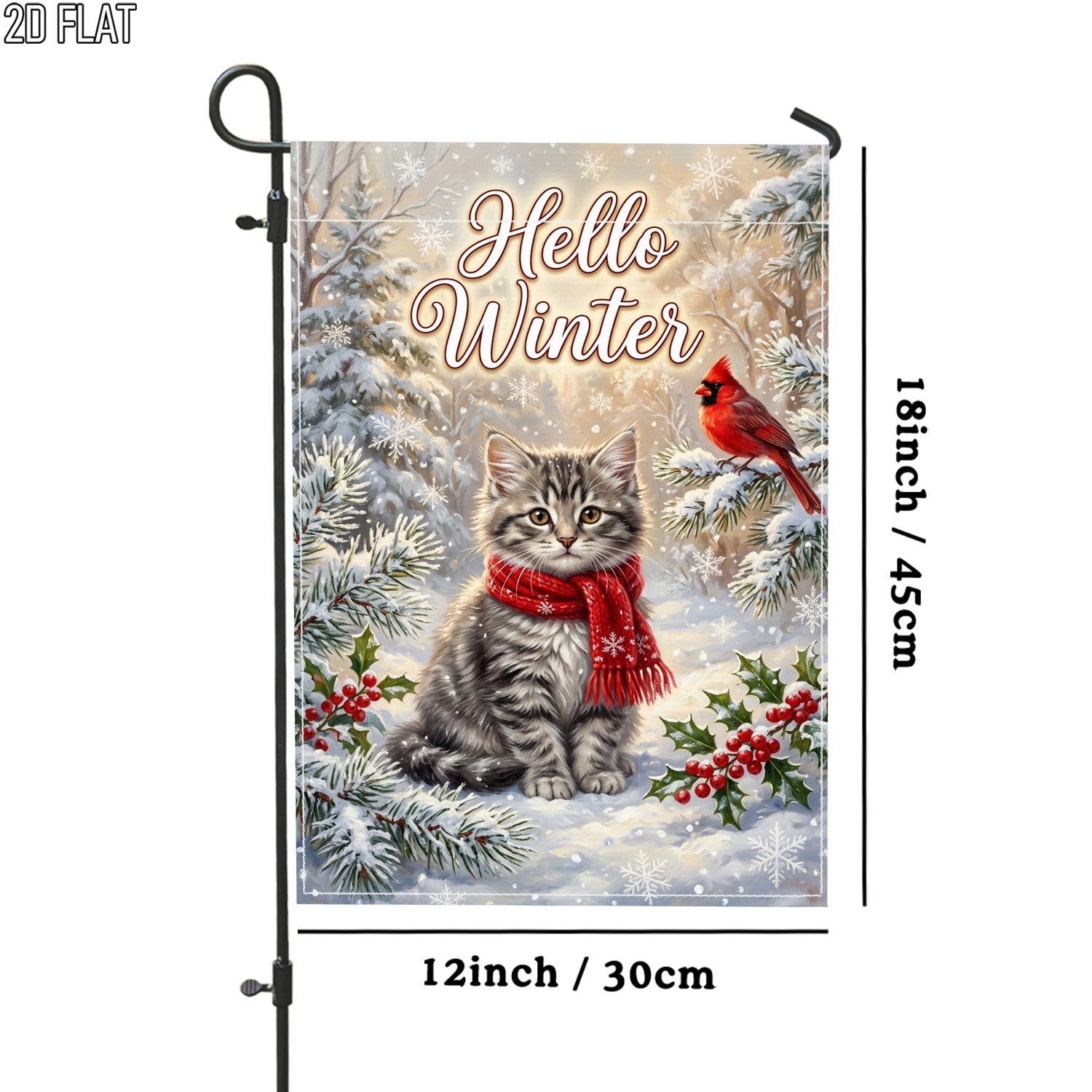 TEMU 2d Flat - 2d Flat - 2d Flat 1pc Festive Cat Flag Red Outdoor Garden Flag Double-sided For Porch Decoration Yard Decoration Garden Outside