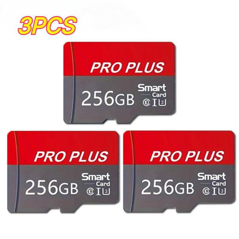 TEMU 3-pack 256gb Memory Cards, Reliable Secure Storage Cards With Pro Plus Sd Adapters, Universal For Smartphones, Tablets, Cameras, Game Consoles,