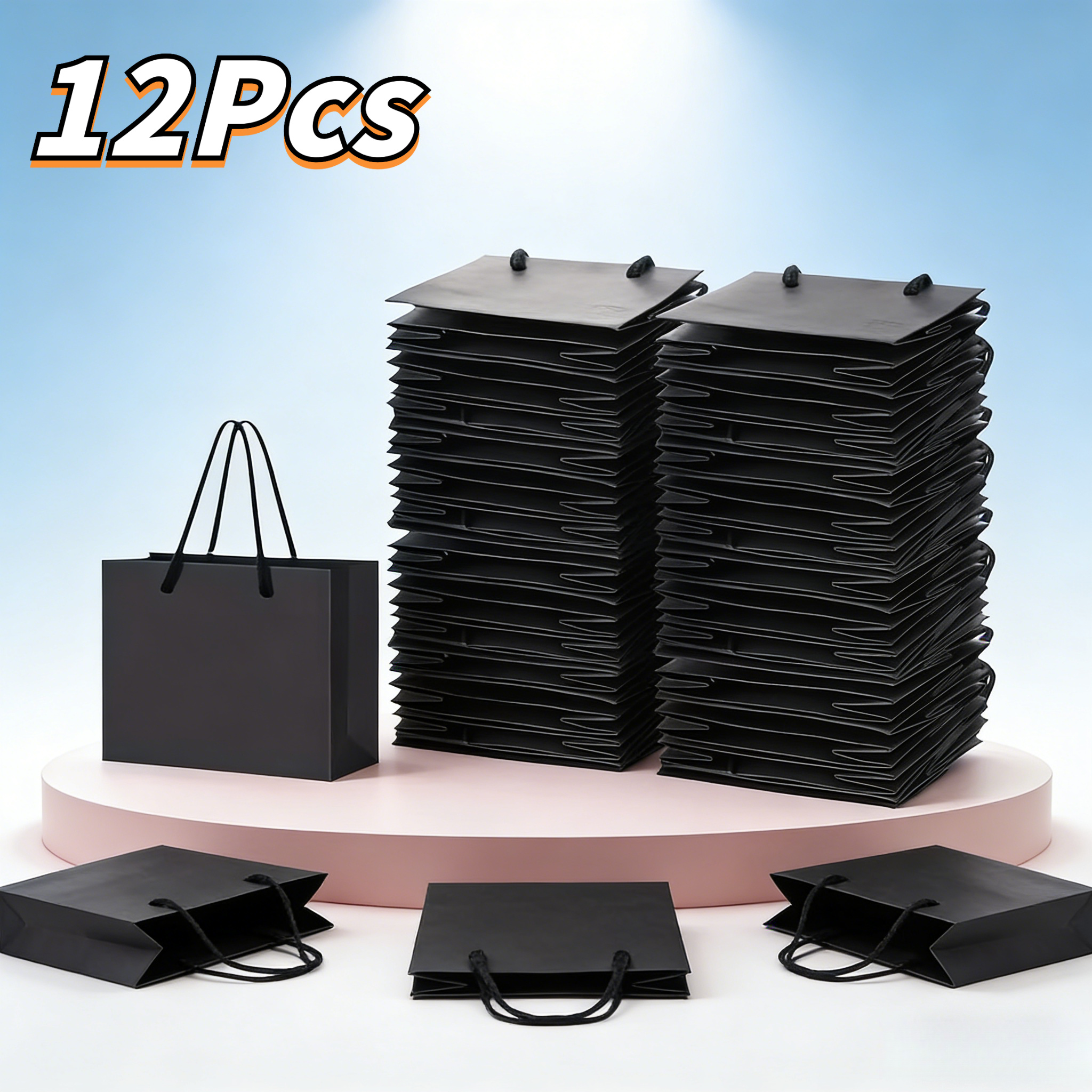 12pcs Paper Gift Bags - 3.9x4.7x2.4 Inches With Handles, Elegant Design, Perfect For Small Businesses, Weddings, Parties, Special Occasions, And Valentine's Day Gifts