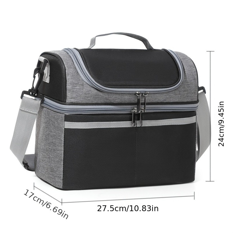 TEMU APPKER Sac à Lunch Isotherme Double Paroi - Grand Sac Tote Thermique pour Rangement, Idéal Bureau, Voyage - Inclut Bandoulière Amovible et