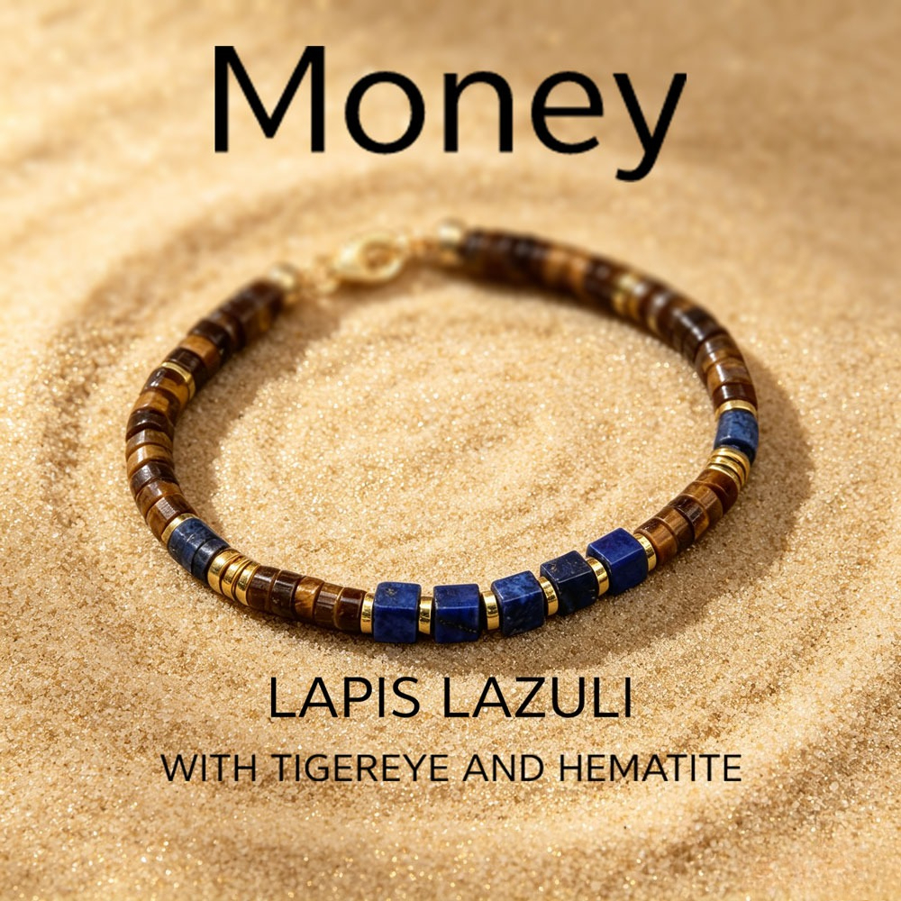 TEMU Bracciale con perline di e occhio di tigre con distanziatori in metallo, minimalista in , braccialetto regalo unisex con cordino elastico
