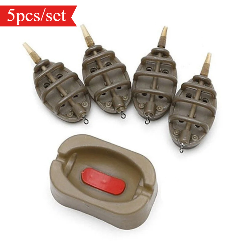 

5pcs/ Set Portable Inline Method Feeders Set Release Moulds Lightweight Fishing Feeder