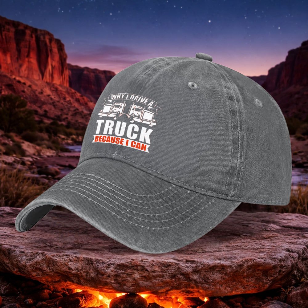TEMU 1pc Vintage Washed Baseball Cap - Unisex Outdoor Sports Duckbill Cap With Truck Pattern - Trendy Hat For Men And Women - Worn By Couples - In
