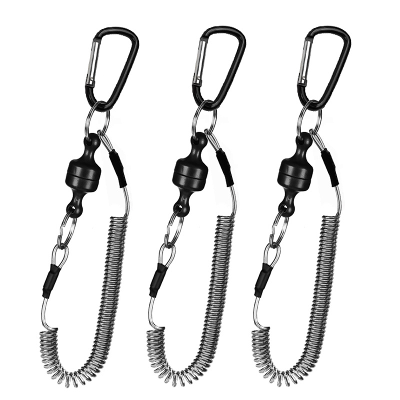Image of 3pcs With Retractable Lanyard Fishing Magnetic Net Bag Release Tool, Fly Fishing Tool, Anti-loss Rope Accessory