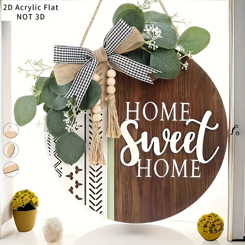 TEMU 2d Flat - 1pc 2d Flat Spring Summer Welcome Door Wreath, Wooden Bohemian Style Outdoor Home Decor, 11.8 X 11.8 Inches (30 X 30 Cm)