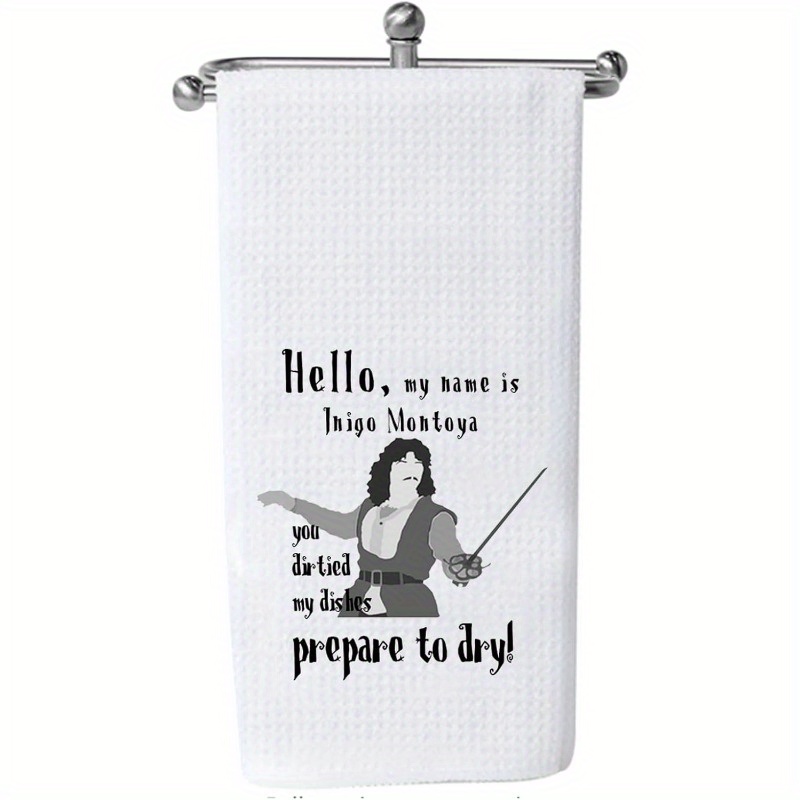 TEMU 1pc 18&times;26 Inch Dish Towel, Kitchen Towel, Prince Bride Towel, "hello, " Quote Dish Tea Towel