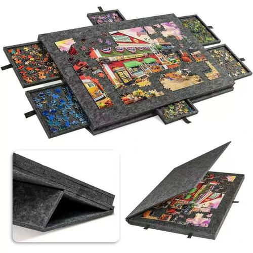 item picture 1500 1000pcs puzzle board with drawers puzzle table portable with 6 sliding drawer organizers for storage family game not easy to slip off the 60 80cm puzzle table with 2 random color puzzle boxes