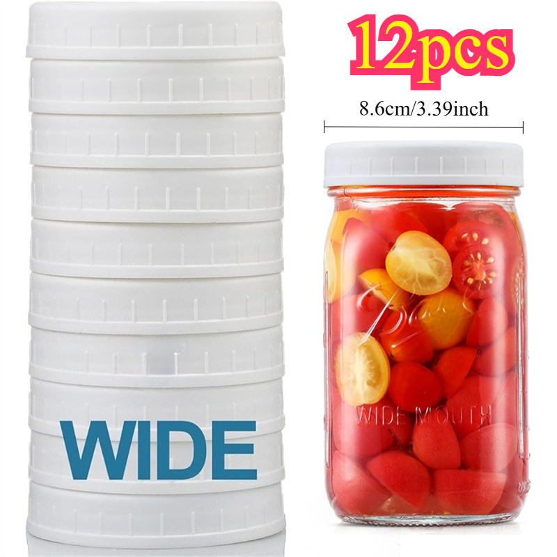 TEMU 12pcs Plastic Regular/wide Mouth Mason Jar Lids Canning Caps For Canning Jars