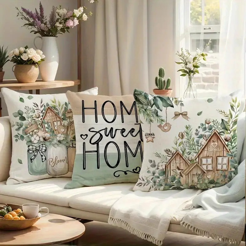 4pcs double sided printed rustic farmhouse pillow covers soft plush with zipper closure machine washable multiple sizes for living room bedroom sofa decor pillow covers for living room bedroom accents print accent cushions interior 2d flat Product details 4