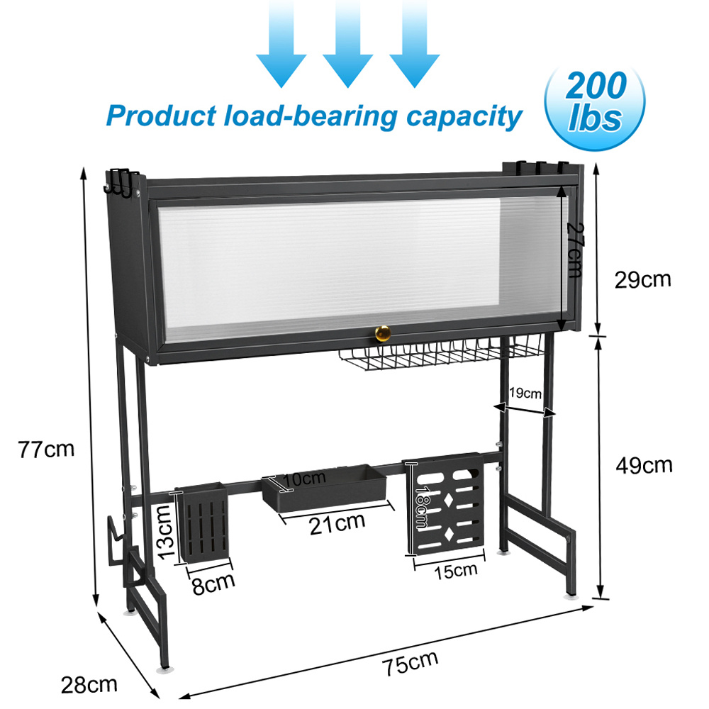 Steel Storage Rack, Multi-functional Organizer, Kitchen Dish Drying Rack, Knife And Cutting Board Holder, 75 X 30 X 78cm