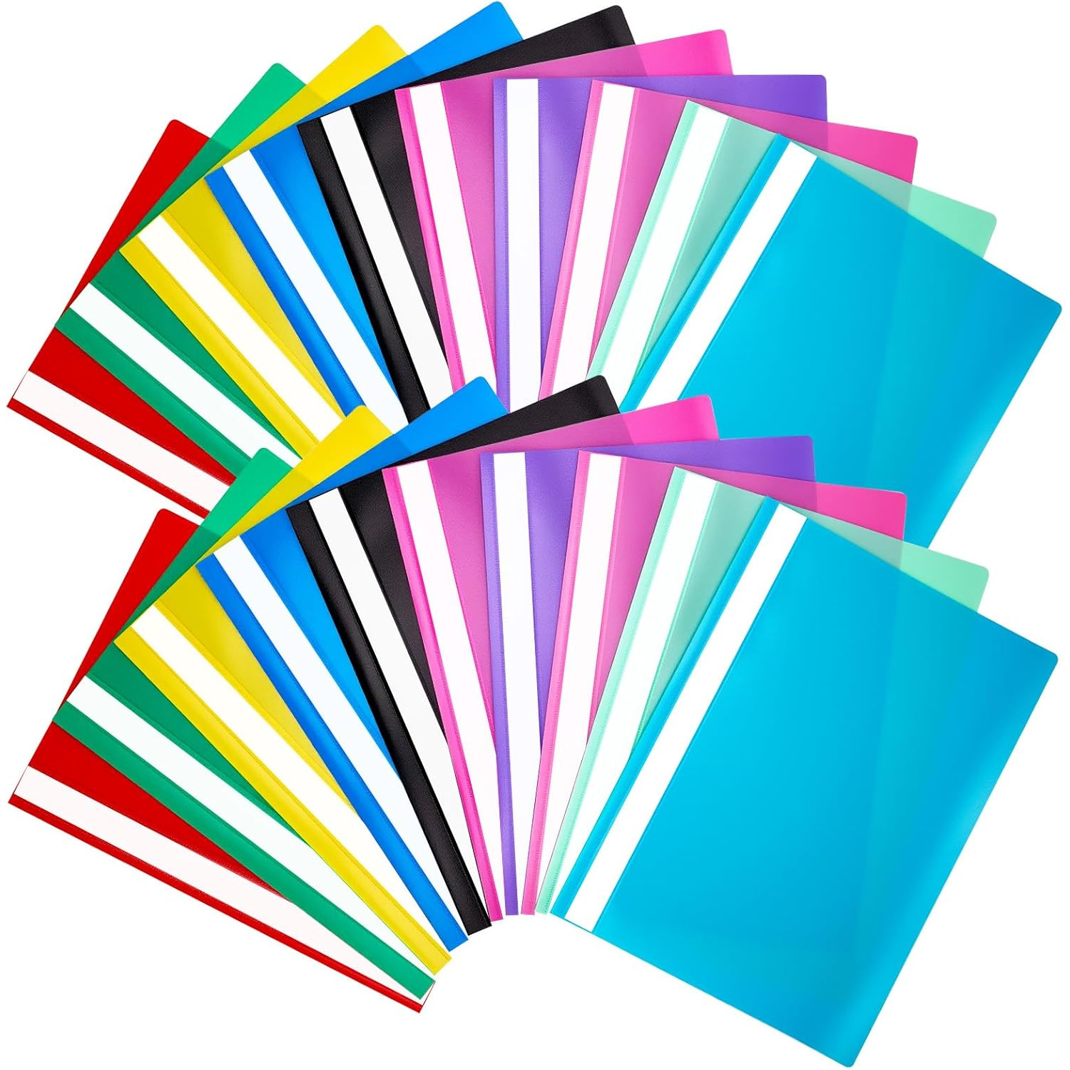 Pack Of 20 File Folders A4 Plastic Sturdy Folder A4 In 10 Colours File Folder Plastic Sturdy Plastic Folder Set Colourful Polypropylene Plastic Stapler For School Study Office Home