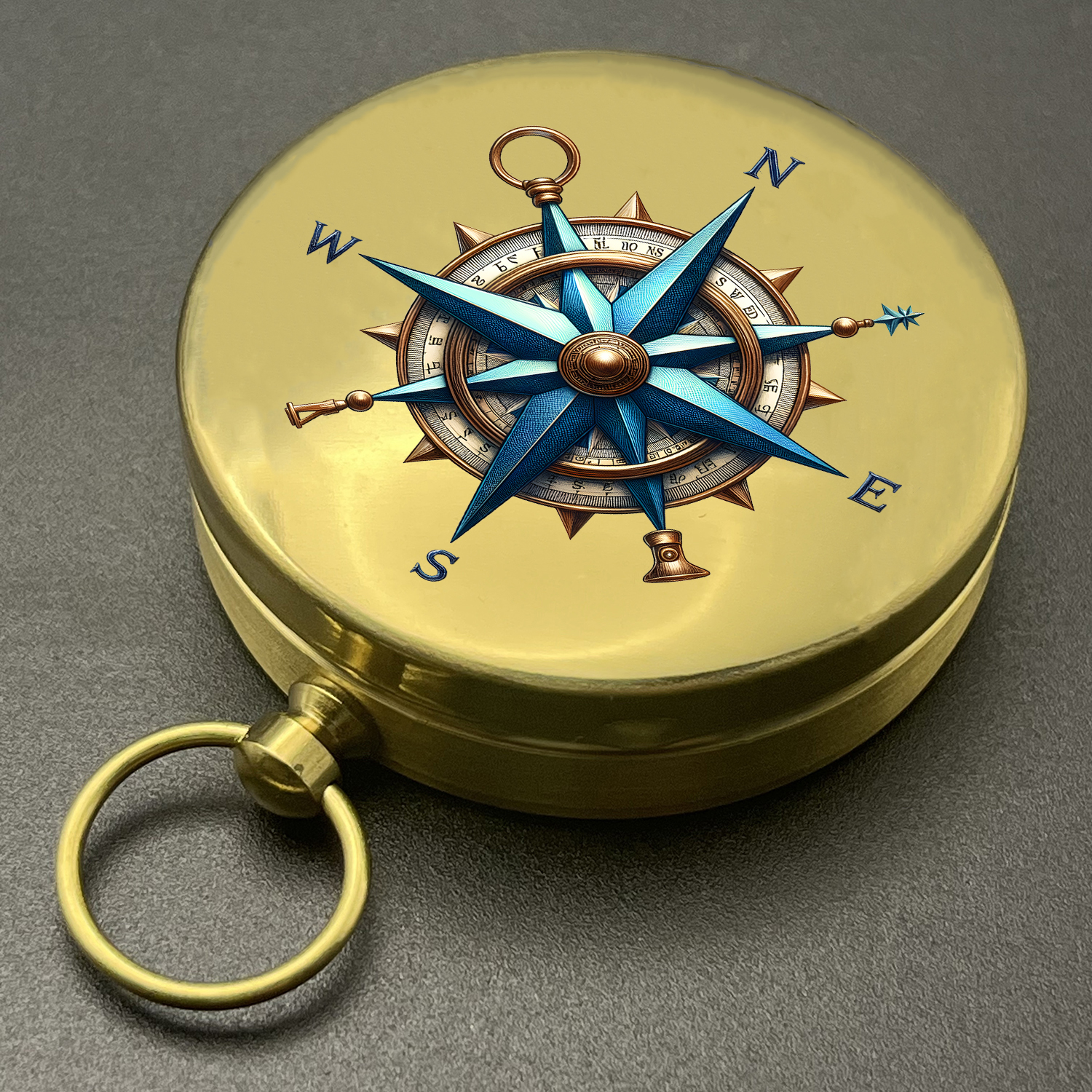 TEMU 1pc Classic Pocket Compass - Portable & Brass Car Compass With Golden Finish, Compass , Ideal Gift For Camping, Hiking, Or