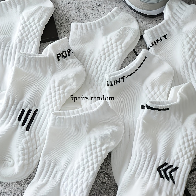 E-shop Zufällige 5 Paar Knöchelsocken, Unisex, Atmungsaktives Design, Geeignet für Sportaktivitäten, mit Fußgewölbestütze und Dämpfung, für Sneaker,