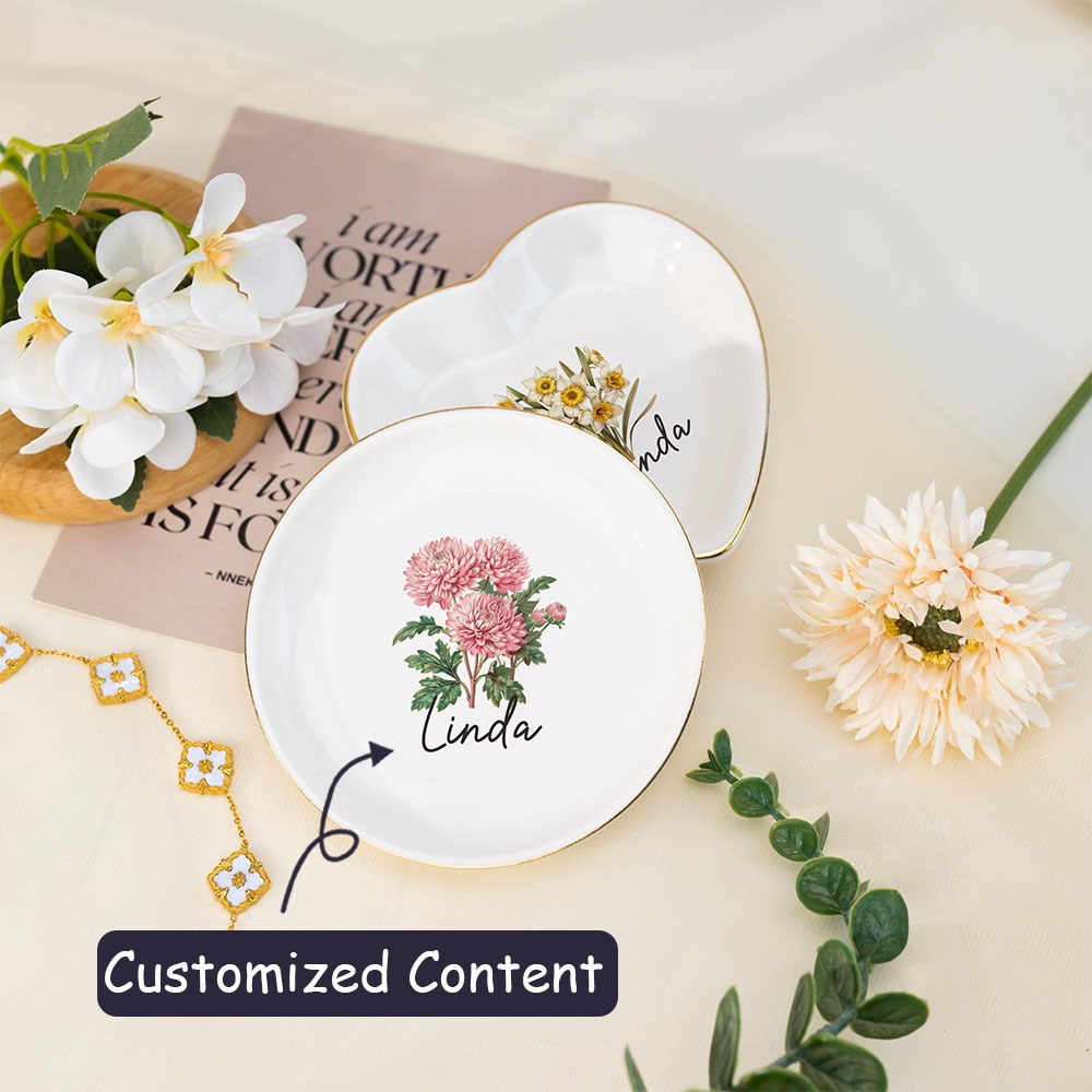 Vassoio decorativo in vetro con anello a forma di fiore, per