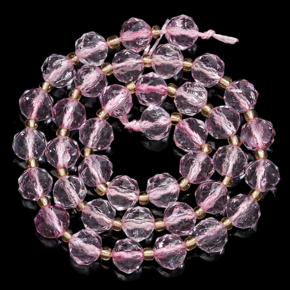 TEMU Perline sfaccettate rosa con di in quarzo da 8 mm, 35-39 pezzi, per creazione di gioielli, braccialetti e collane