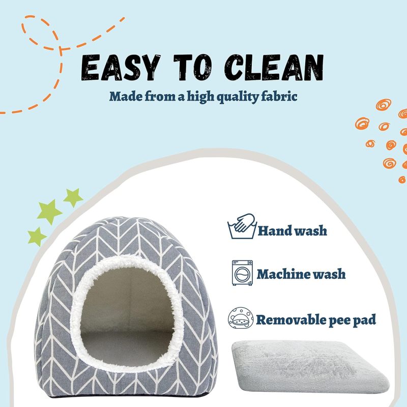Cozy Hideout Bed for Small Animals | Grey Polyester Hide-Out for Little Bunny, Hedgehog, Ferret, Chinchilla, and Other Small Animals - Image 4