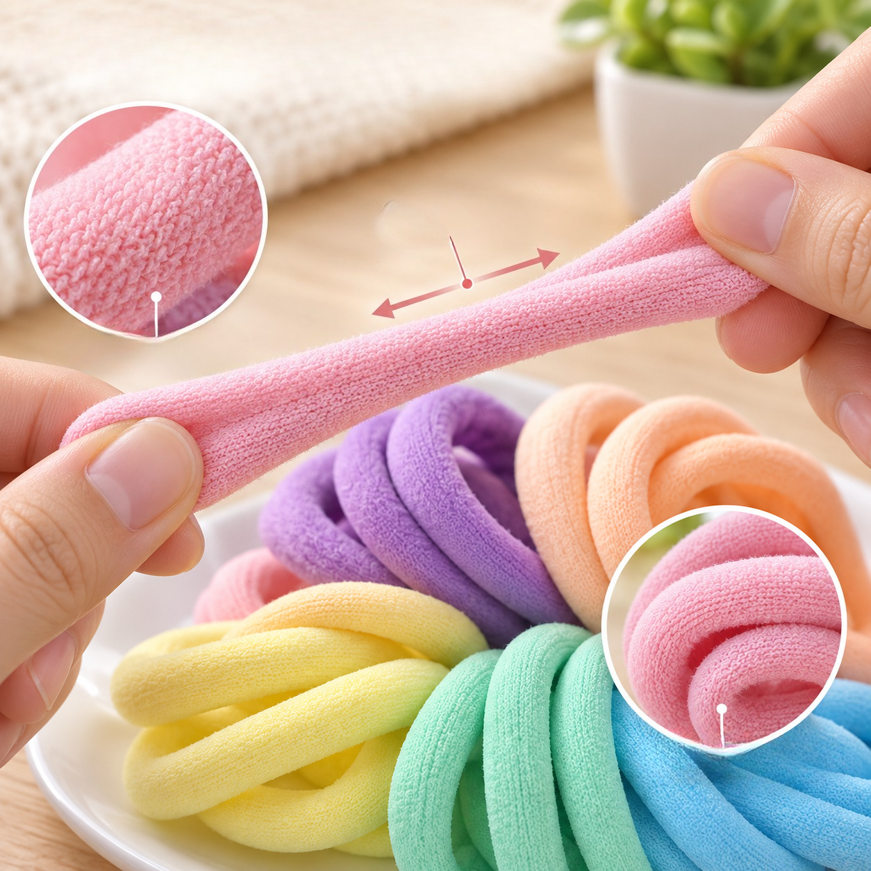 210pcs Random Colour Rainbow-Colored Elastic Hair Ties for Everyday Use