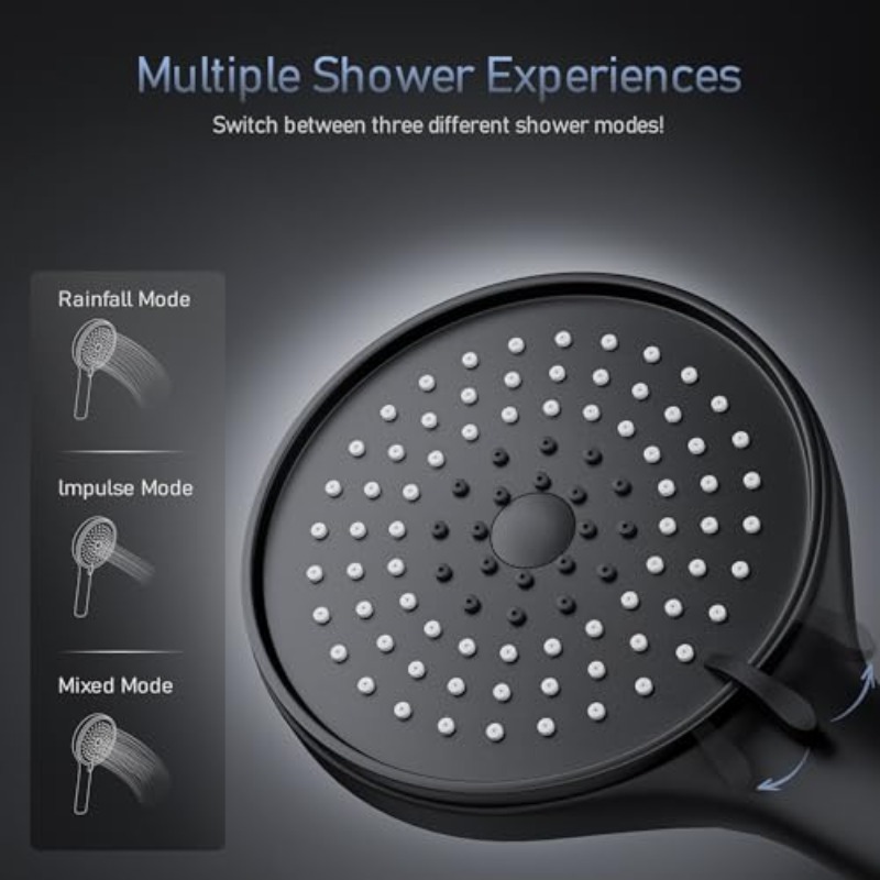 MORADO Black Shower Mixer with Adjustable Riser Rail Kit and 3 Function Shower Head