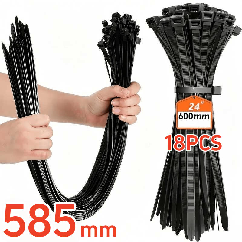 TEMU Collier de serrage robuste de 585 mm - Idéal pour l'électricité, les installations, l'automobile, , l'extérieur - Organisateur de fils, câbles,