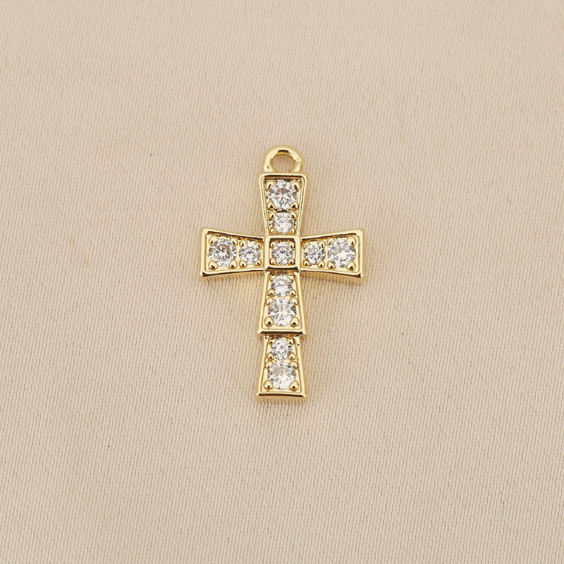 3pc Exquisite Copper Inlaid Synthetic Zirconia Cross Pendant Set