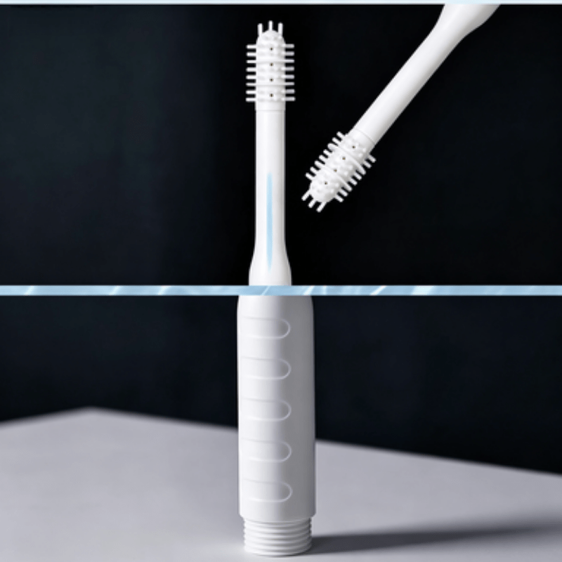 Handheld Showerhead with Soft Brush, 10-Hole Spray Design