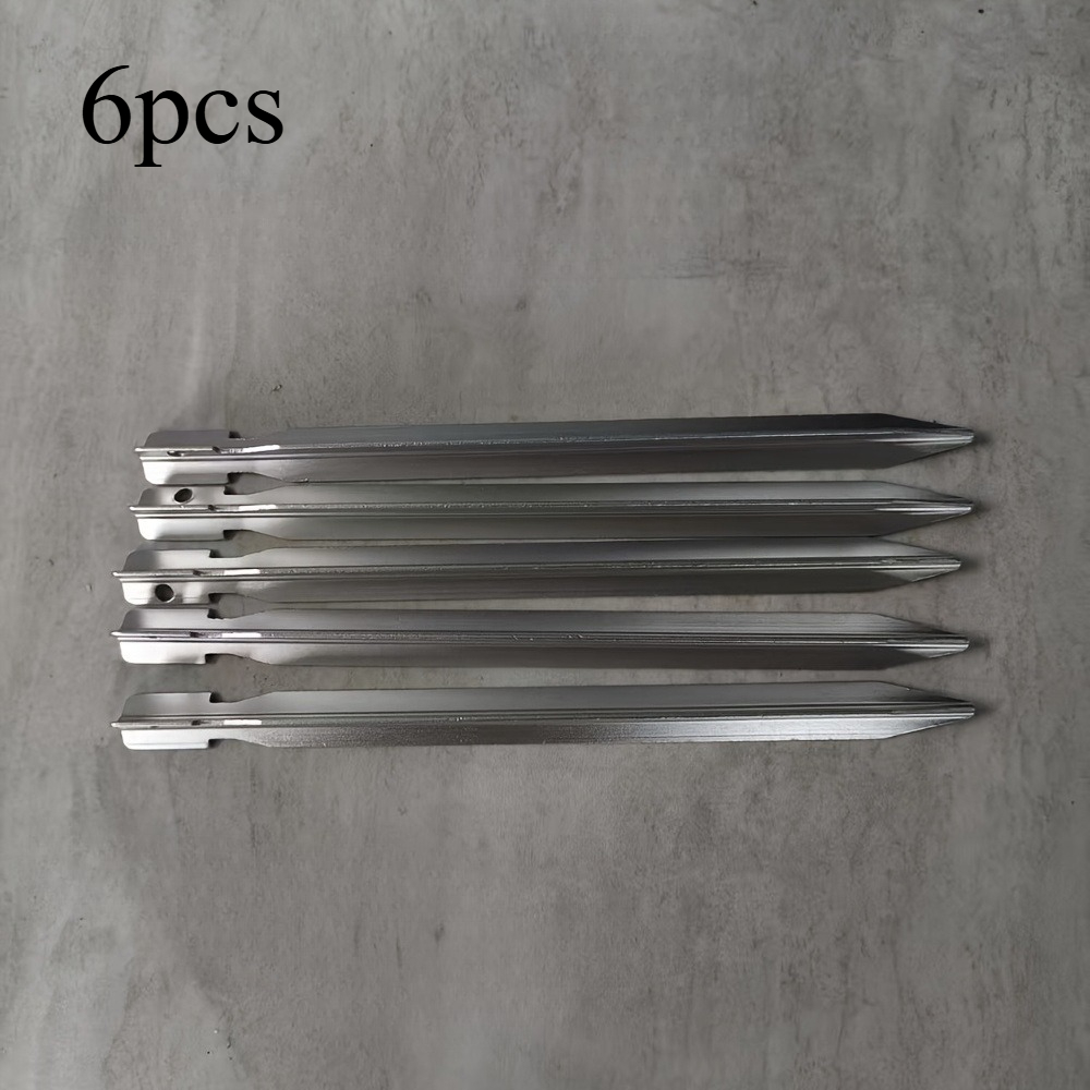 TEMU 6pcs Outdoor Aluminum Alloy Three-sided Ground Nail Tent Canopy Ground Camping Aluminum Thickened Tent Nail
