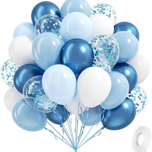 50pcs blue and white balloons 10 12inch with white balloons for bridal shower wedding birthday party decorations