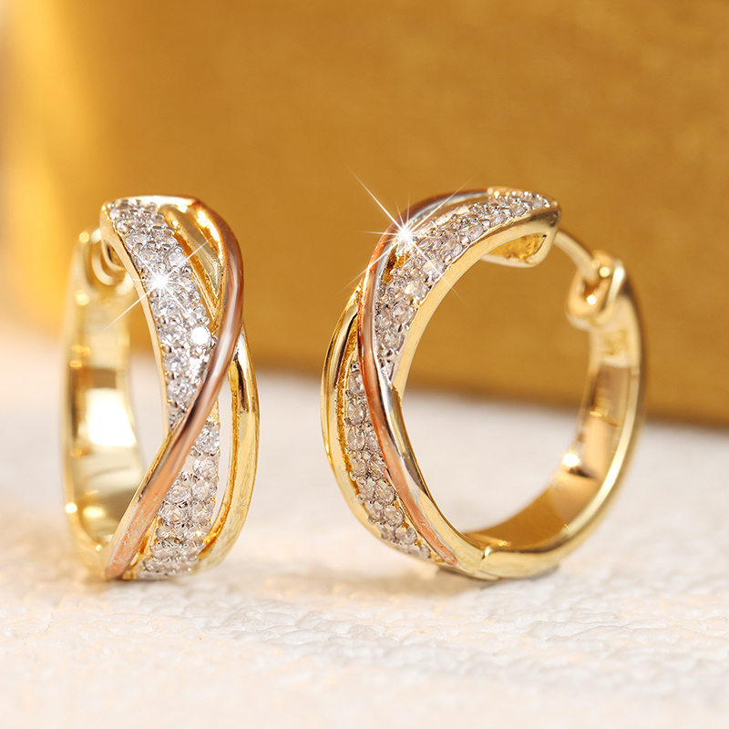 Trendy Three-Tone Linear Earrings with Synthetic Zirconia