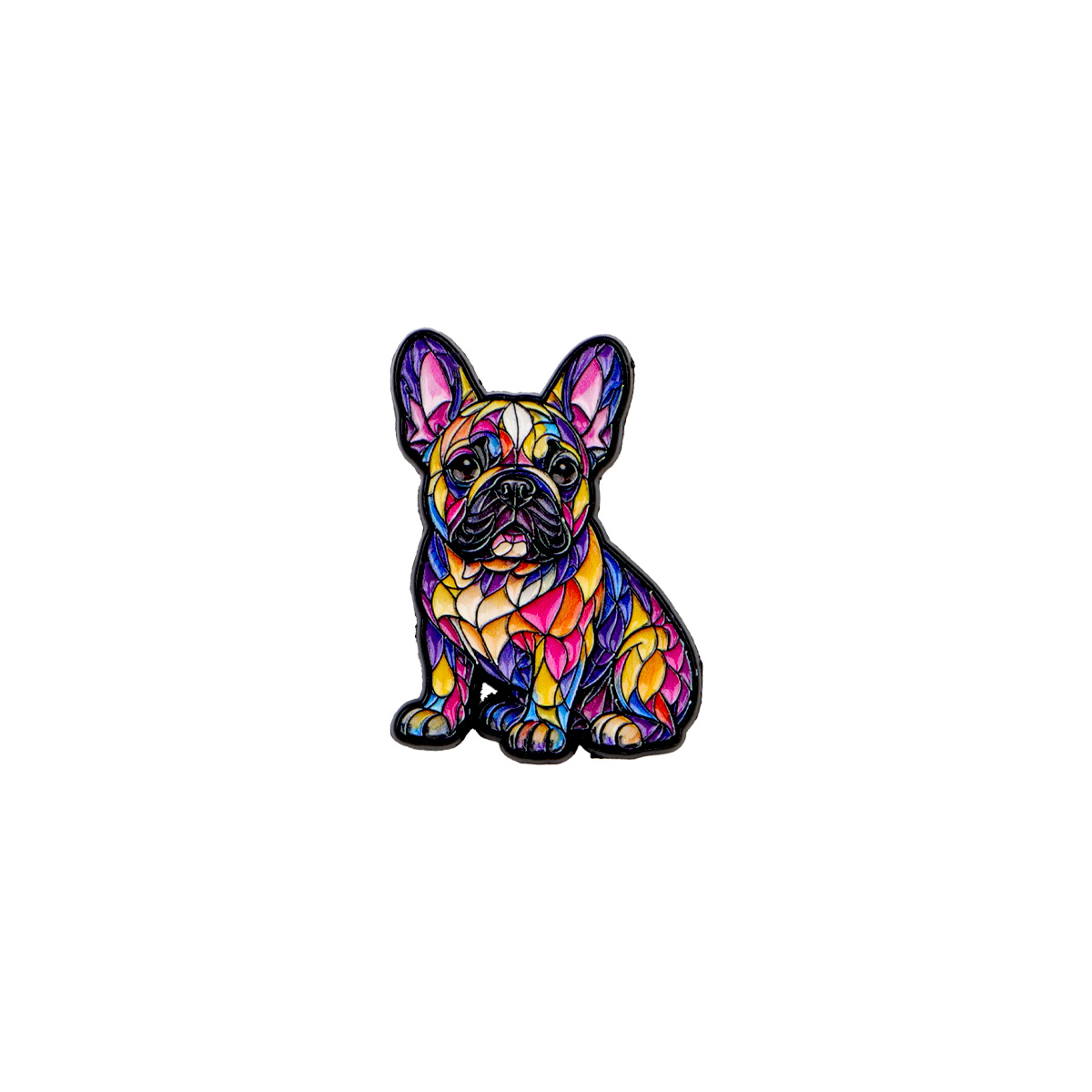 TEMU 2d Flat 1pc French Bulldog Enamel Pin Colorful Mosaic Frenchie Puppy Lapel Brooch Dog Metal Badge Backpack Clothing Decor Jewelry Gift