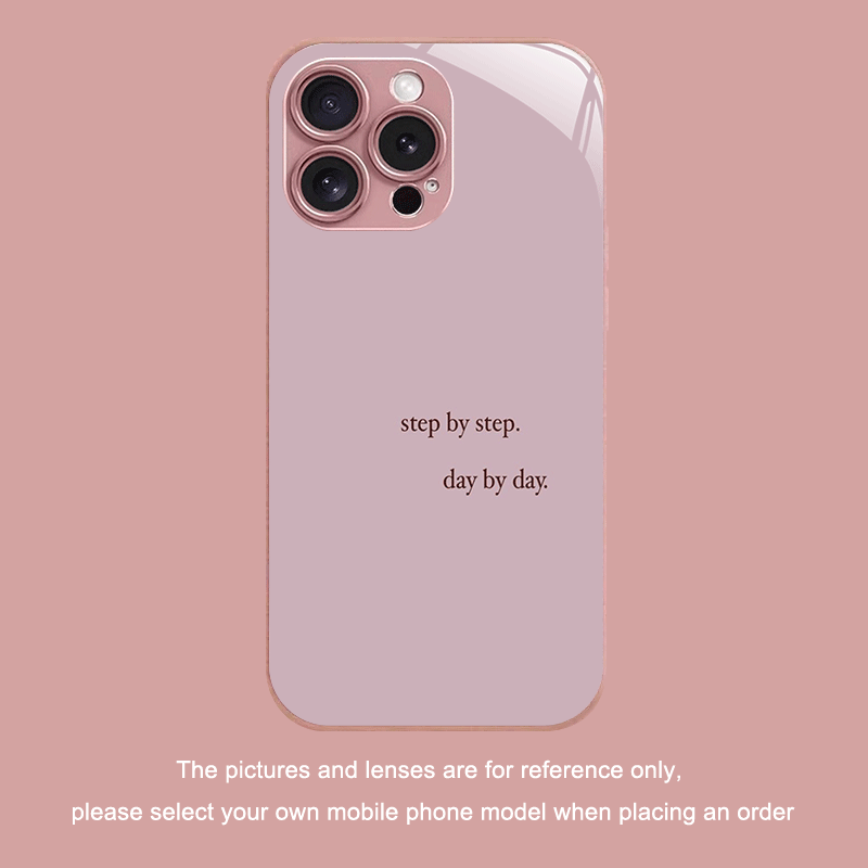 TEMU Phone Case: Minimalist Motivational Lettering Metal Paint Tempered Glass Phone Case For Iphone 17/17air/17pro/17promax/16/16plus/16pro/16promax/