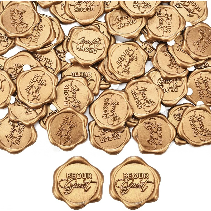 * Wax Seal Stickers, 50pcs Envelope Wax Stickers Wedding Invitation Seals Self * Antique Gold Stickers for Party, Christmas, Envelope, Gift Wrapping