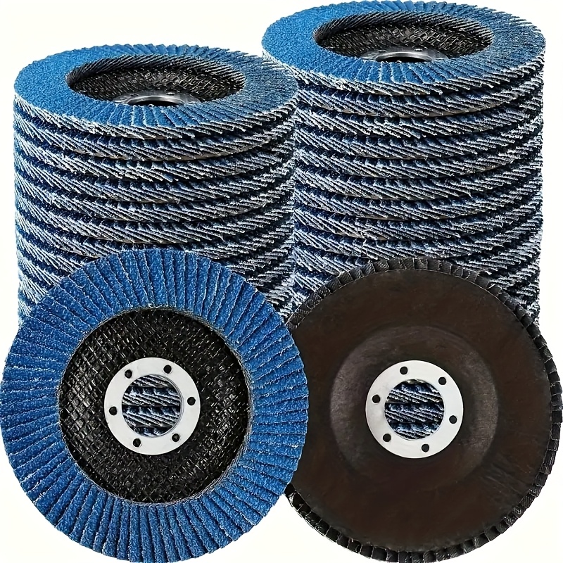 elementbilde 10 stk fiberbakket karbid   skivesett - 4.53 (115mm) medium 60/grit blå, høyeffektive slipehjul for fjerning av metallrust