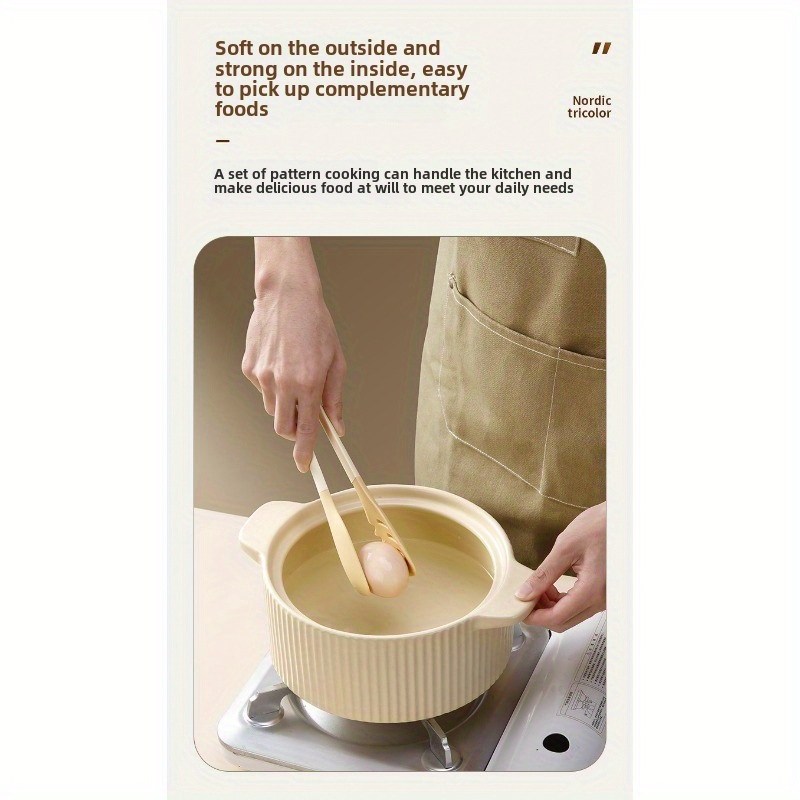 silicone clip detachable kitchen grilling tongs steak flipping tongs heat resistant high temperature   one tongs and noodle clip Product details 7