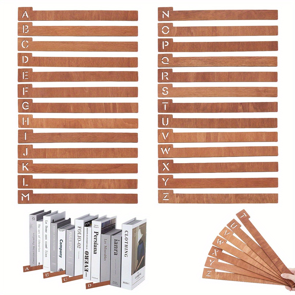 TEMU 2d Flat Printing, Durable Wooden Record Divider With A-z Letter Sort Storage For Cds, Dvds & Media - Easy-to-use Album Alphabet Organizer