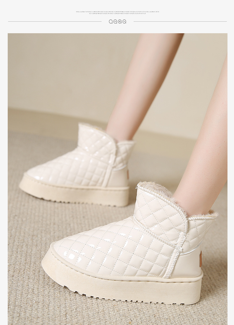 womens winter snow boots with h shaped lift height increase high quality non slip fleece lined thickened pu upper rubber sole beige black grey warm ankle boots for   slush all terrain Product details 21