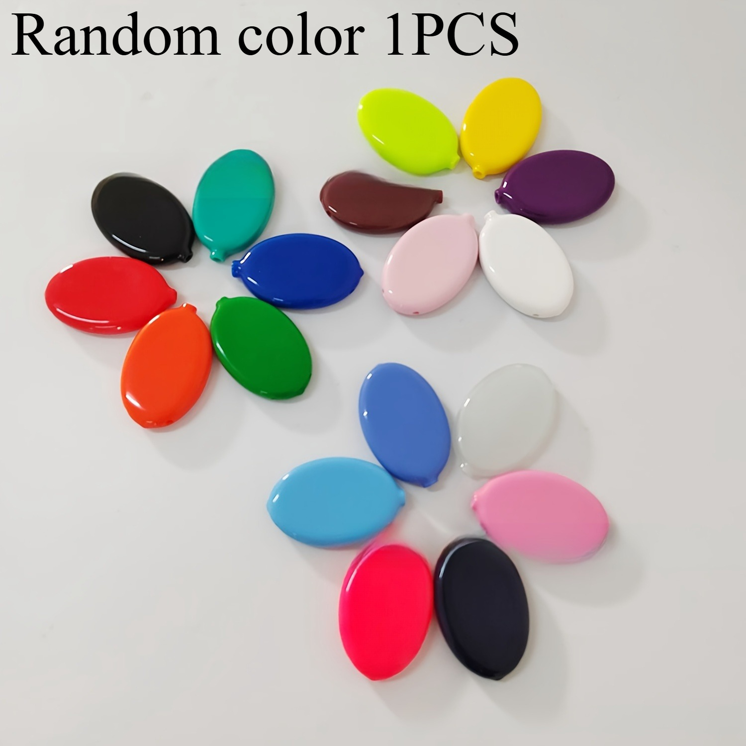 TEMU 1 pièce Porte-monnaie ovale petit multicolore de couleur aléatoire, Mini porte-monnaie pour pièces, Porte-monnaie avec chaîne.