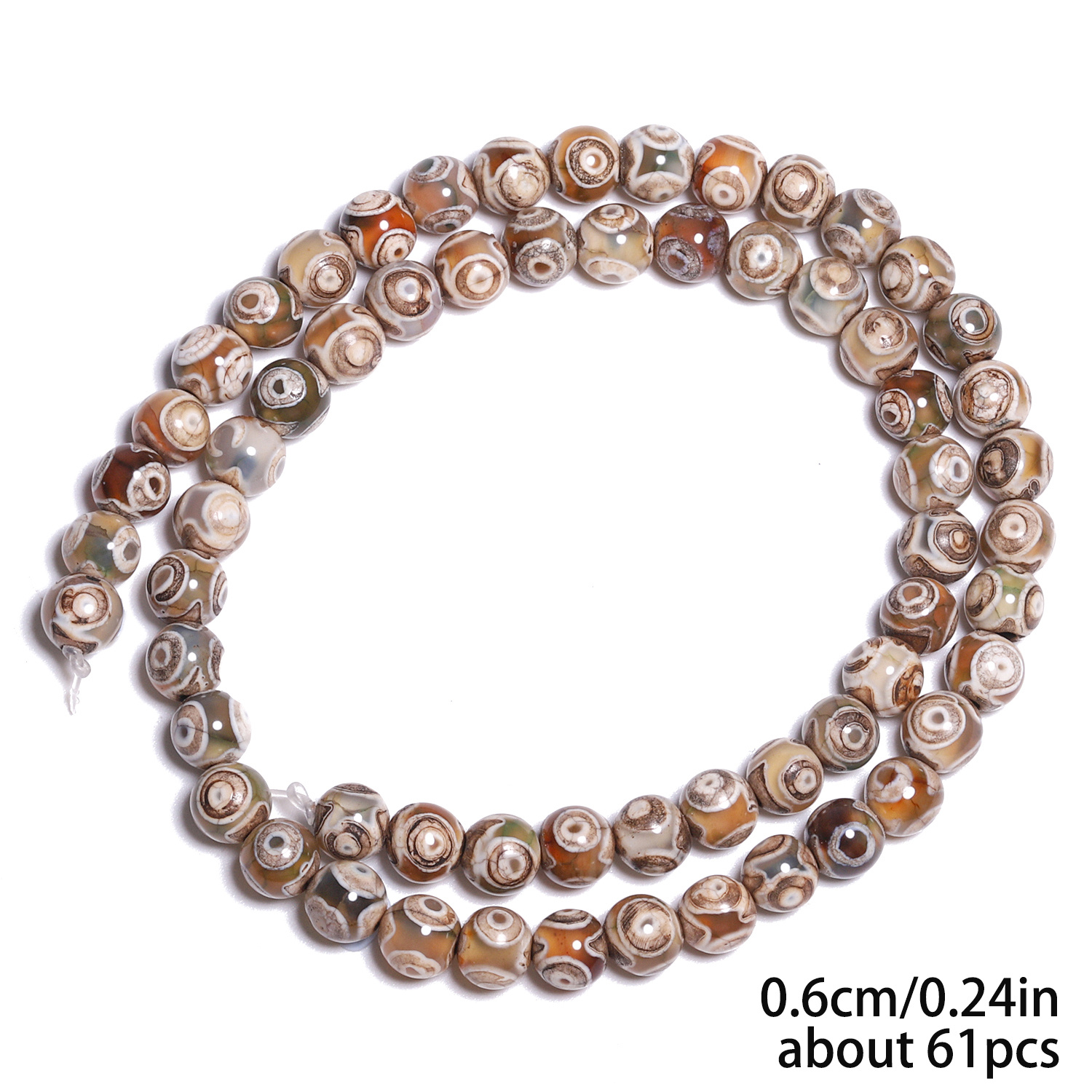 TEMU Perles d'Agate DZI Tibétaines Uniques de 6/8mm - Perles Rondes en Naturelle pour la Fabrication de Bijoux DIY, Fournitures Parfaites pour