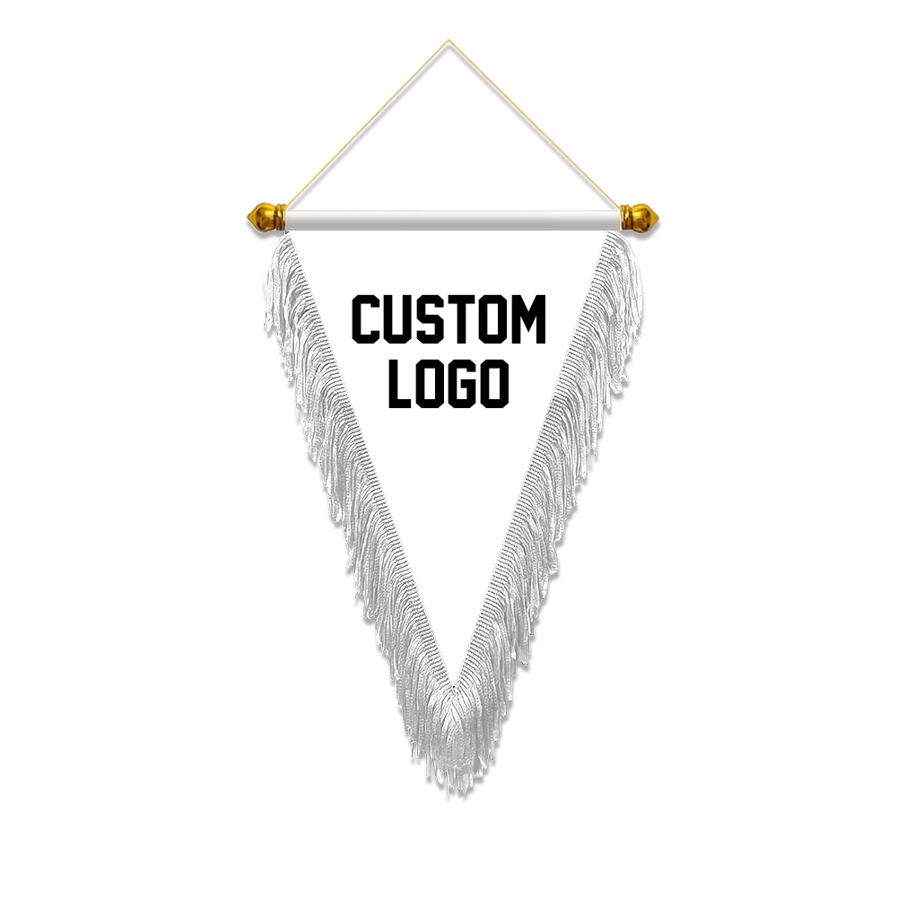 TEMU 1 Pack 20*30cm Customer Customized Satin Material Triangle Exchange Flag, Hanging Flag With Tassels Personalized Photo Flag Team Logo, Festival