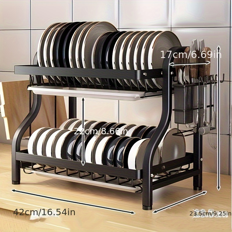 Compact 2-Tier Kitchen Dish Rack with Drain Board Anti-Moisture,  Space-Saving Design for Dishes Cutting Boards, Essential for restaurant  and