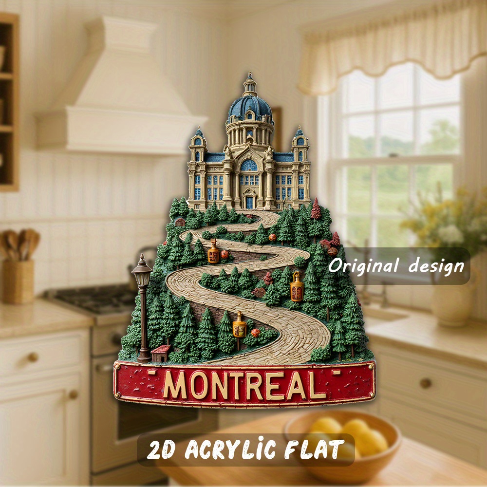 TEMU Aimant de réfrigérateur 1 pièce sur le thème de Montréal, adapté aux et aux amoureux - "Montreal" rouge avec , aimant rectangulaire en acrylique