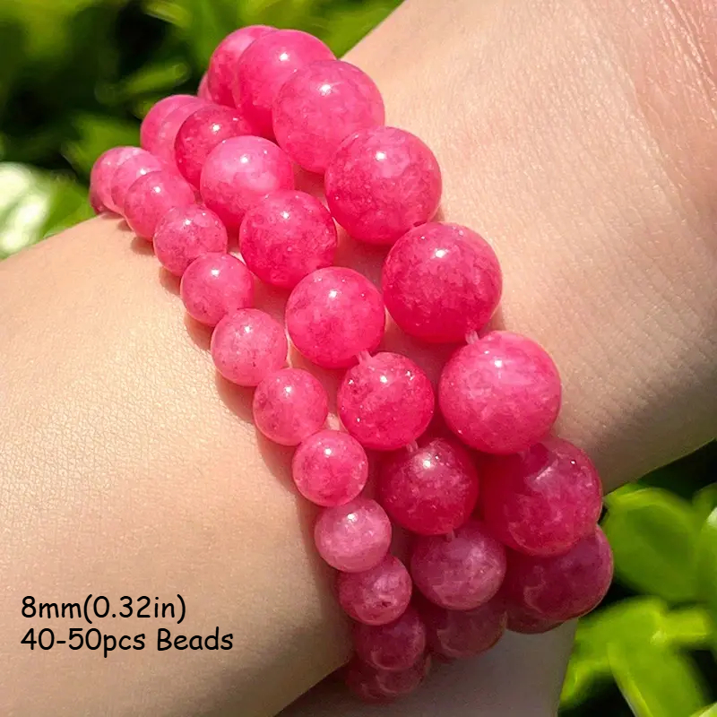 E-shop 6-12 mm Natursteinperlen und Perlen-Sortiment, exquisite runde, glatte Rhodochrosit-Lockerungsperlen, für Charm-Schmuckherstellung, Armband,