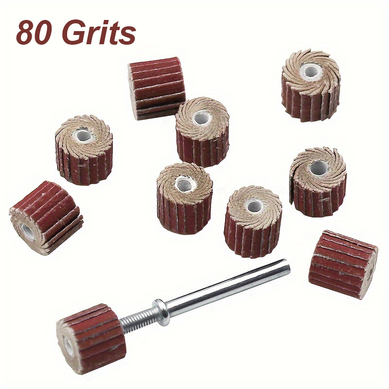 Image of 11pcs Premium Flap Wheels With 3mm Shank , 80/180/240/320/600 Grit Sanding Heads Flap Wheel For Metal Surfaces Polishing & Trimming