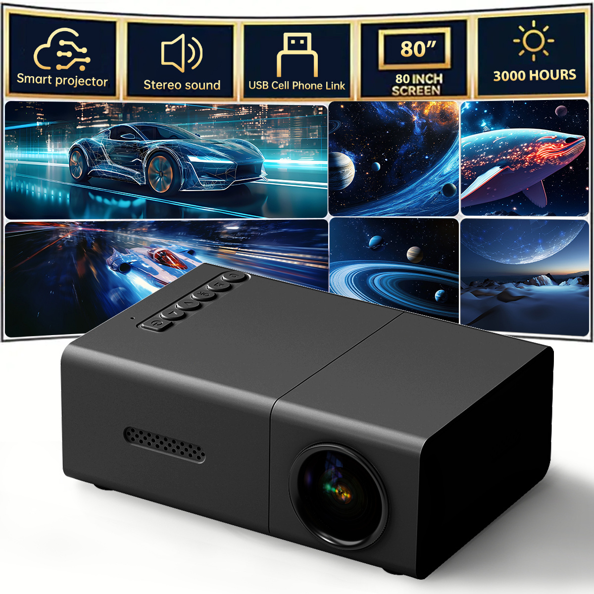 usb mini projektor mit lcd-display & steuerung – tragbarer smart projektor für laptop, smartphone & pc | kompaktes kino- und gaming-erlebnis